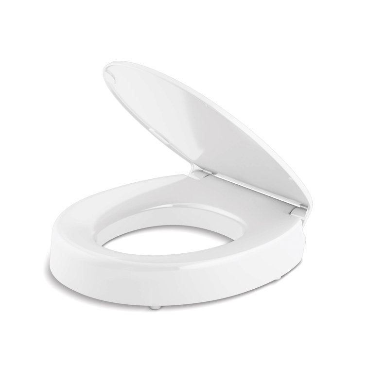 Hyten White Elevated Elongated Quiet-Close Toilet Seat