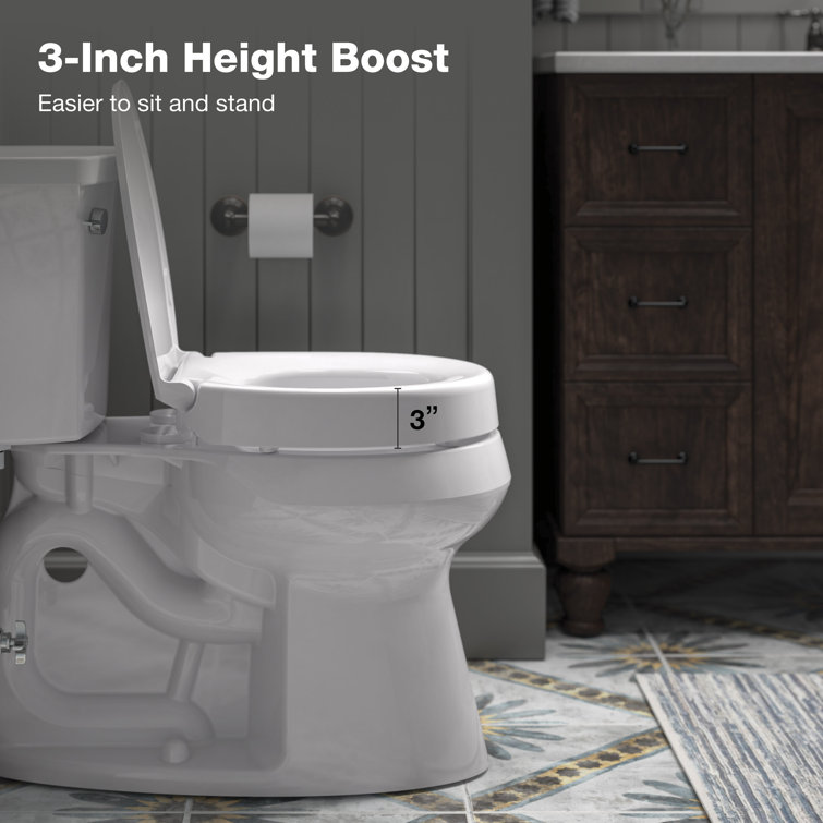 Hyten White Elevated Elongated Quiet-Close Toilet Seat