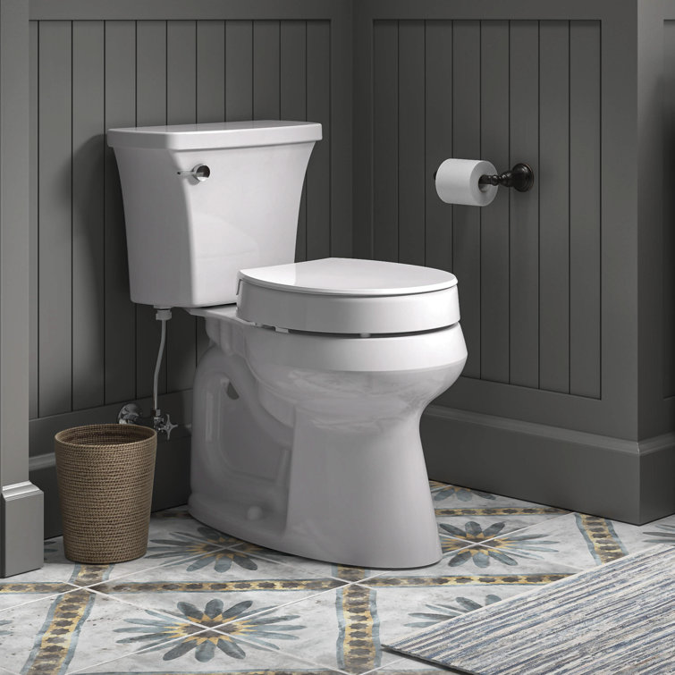 Hyten White Elevated Elongated Quiet-Close Toilet Seat