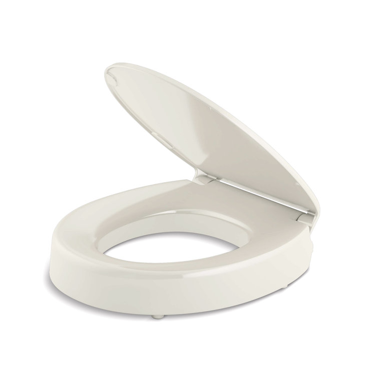 Biscuit Round Elevated Plastic Toilet Seat with Quiet-Close Lid