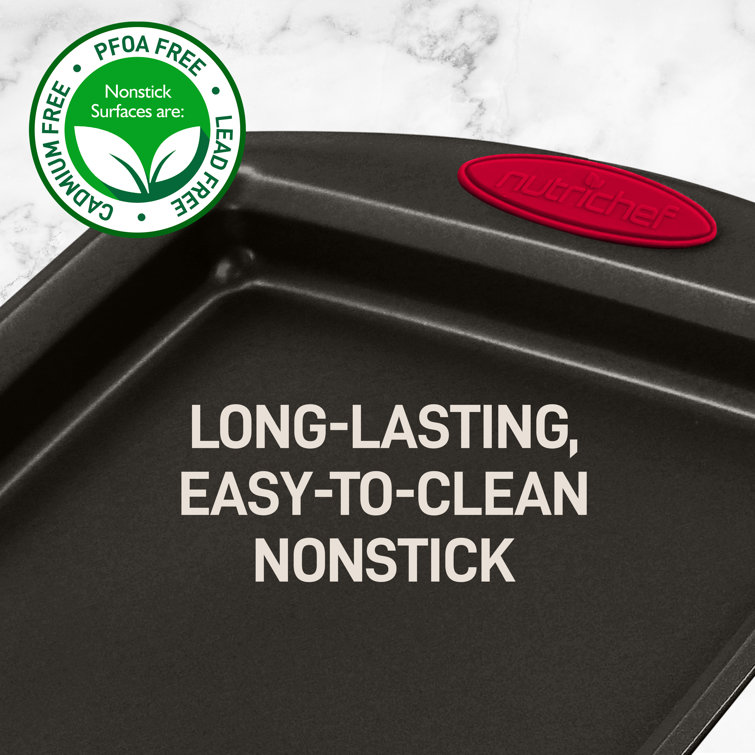 NutriChef Black Nonstick Carbon Steel 2-Piece Baking Sheet Set
