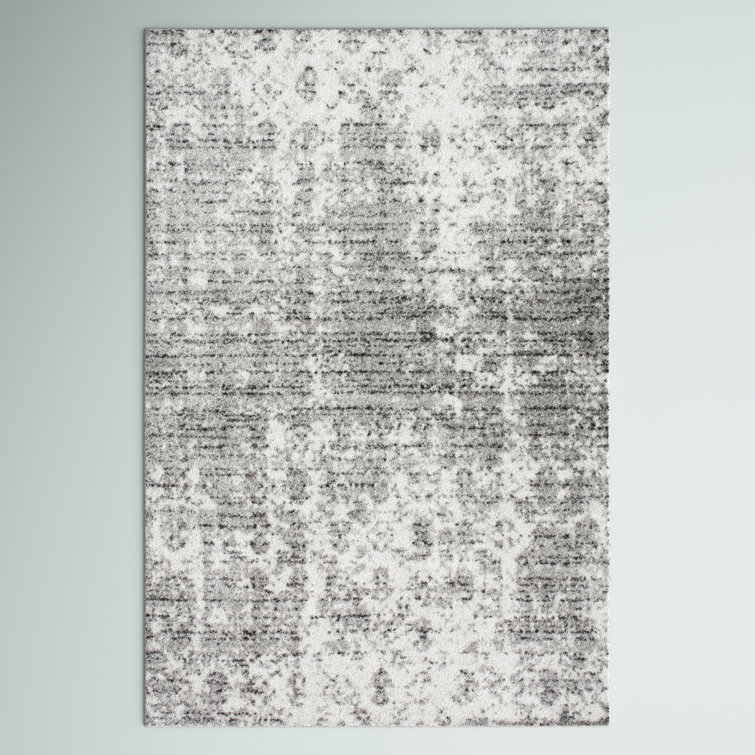 Elysian Clouds Abstract Gray Synthetic 5' x 8' Area Rug