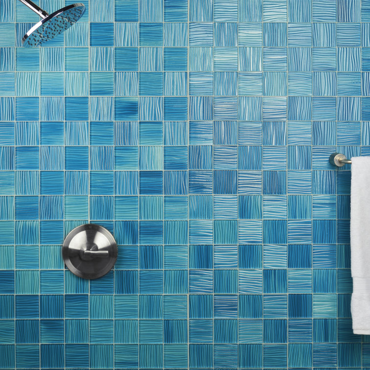 Marine Blue Polished Glass Mosaic Wall Tile