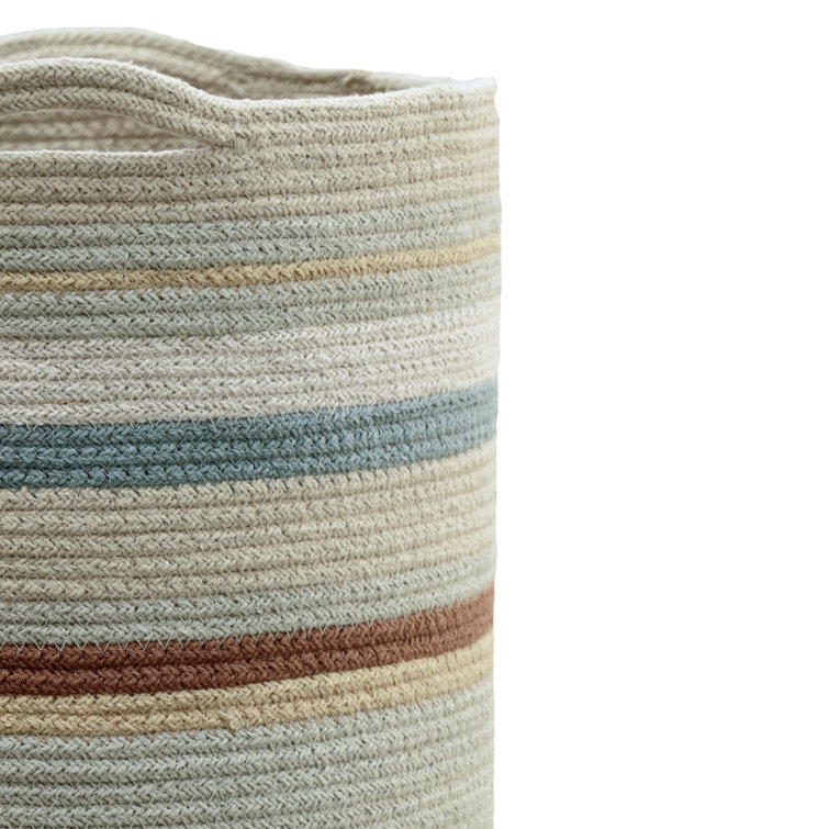 Triplet Multicolor Braided Cord Storage Basket with Handles