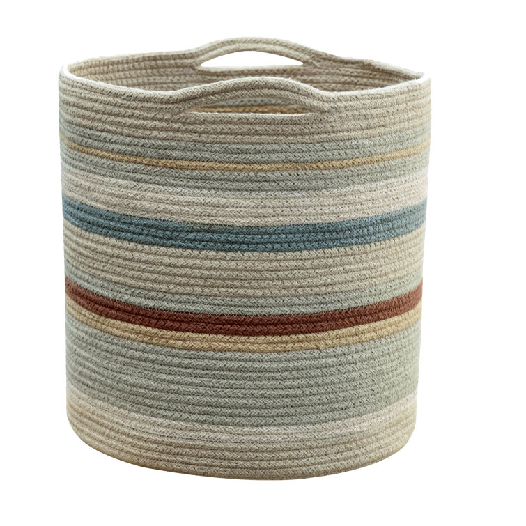 Triplet Multicolor Braided Cord Storage Basket with Handles