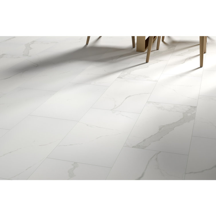 Sculpture White Matte Porcelain Stone Look Tile 12" x 24"