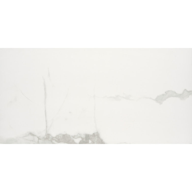 Sculpture White Matte Porcelain Stone Look Tile 12" x 24"