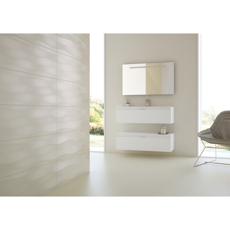 Pearl Glossy White Ceramic Patterned Wall Tile