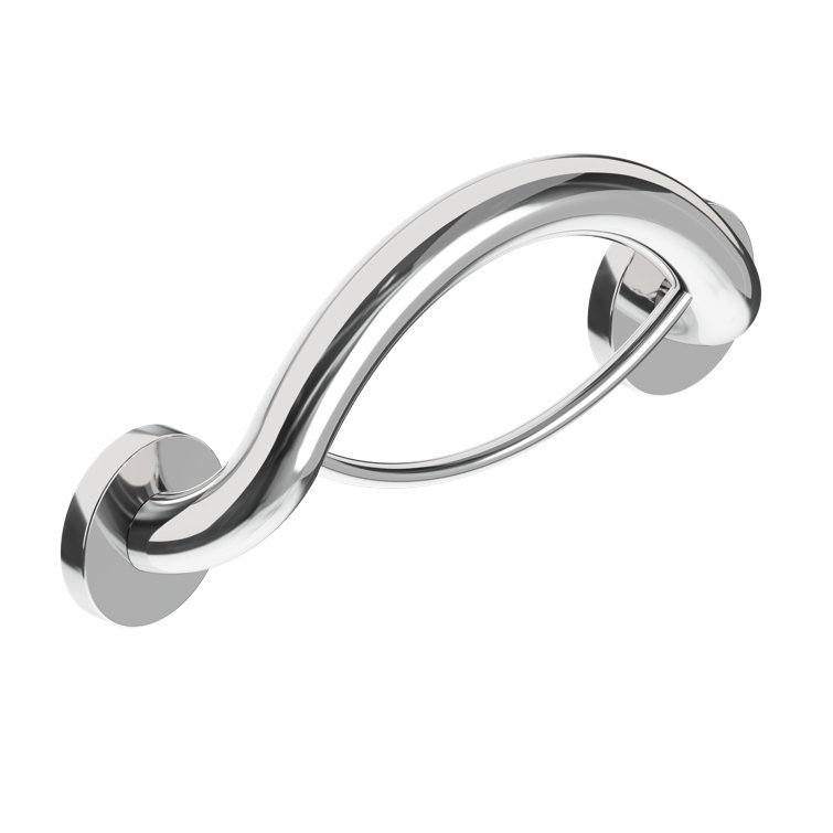 Matte Black Stainless Steel Bathroom Safety Grab Bar and Towel Ring