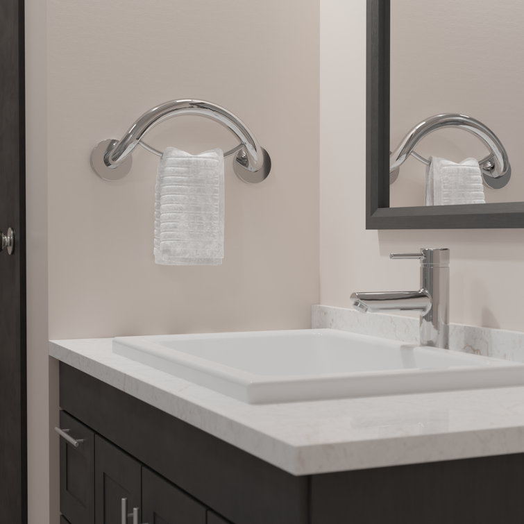 Matte Black Stainless Steel Bathroom Safety Grab Bar and Towel Ring