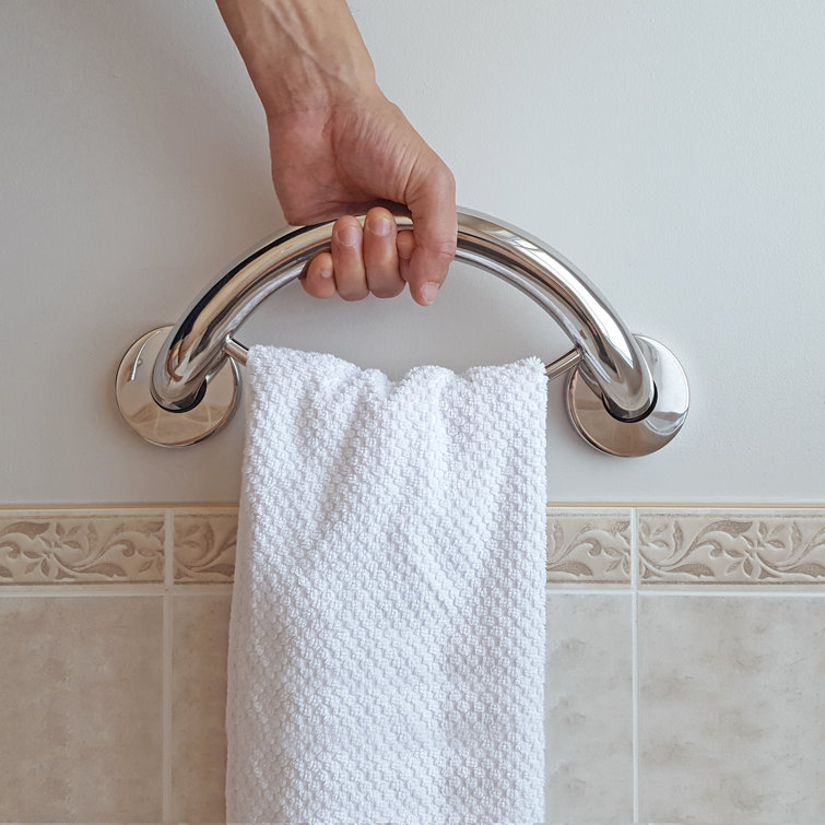 Matte Black Stainless Steel Bathroom Safety Grab Bar and Towel Ring