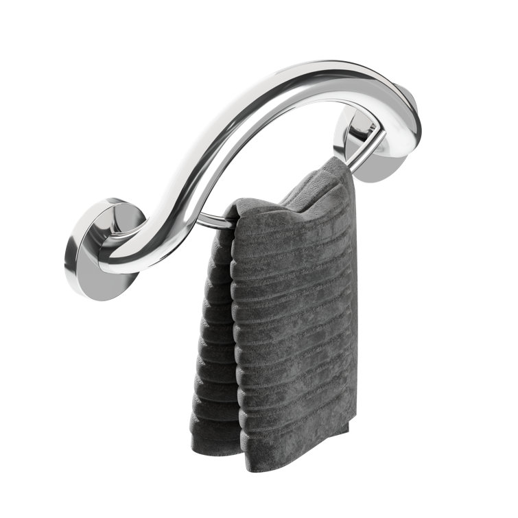 Matte Black Stainless Steel Bathroom Safety Grab Bar and Towel Ring