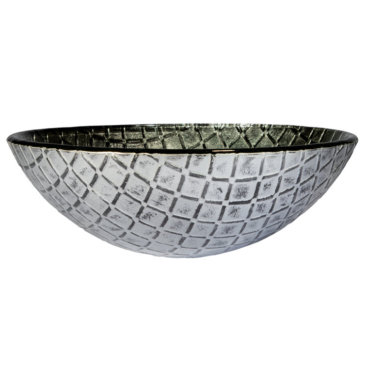 16.5" Silver and Black Textured Glass Vessel Sink