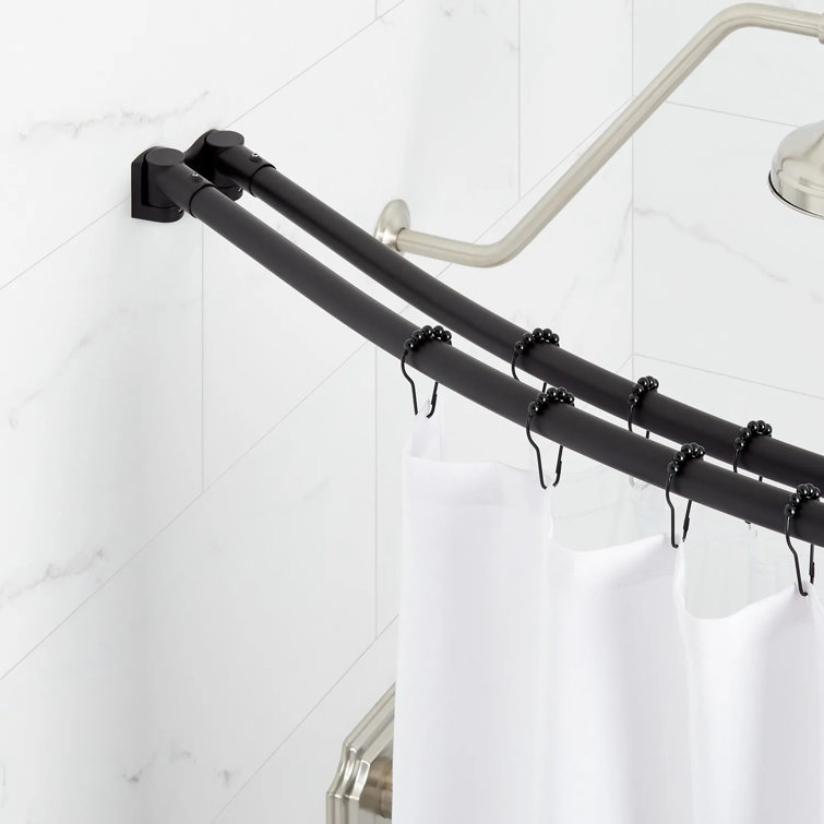 60'' Matte Black Curved Double Shower Curtain Rod