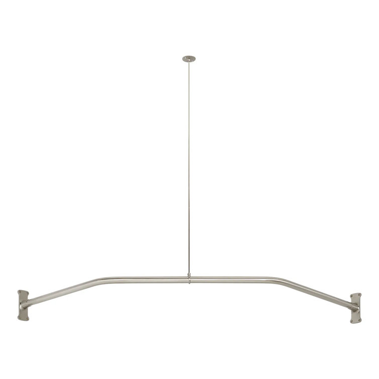 Chrome Curved Wall and Ceiling Mounted Shower Rod