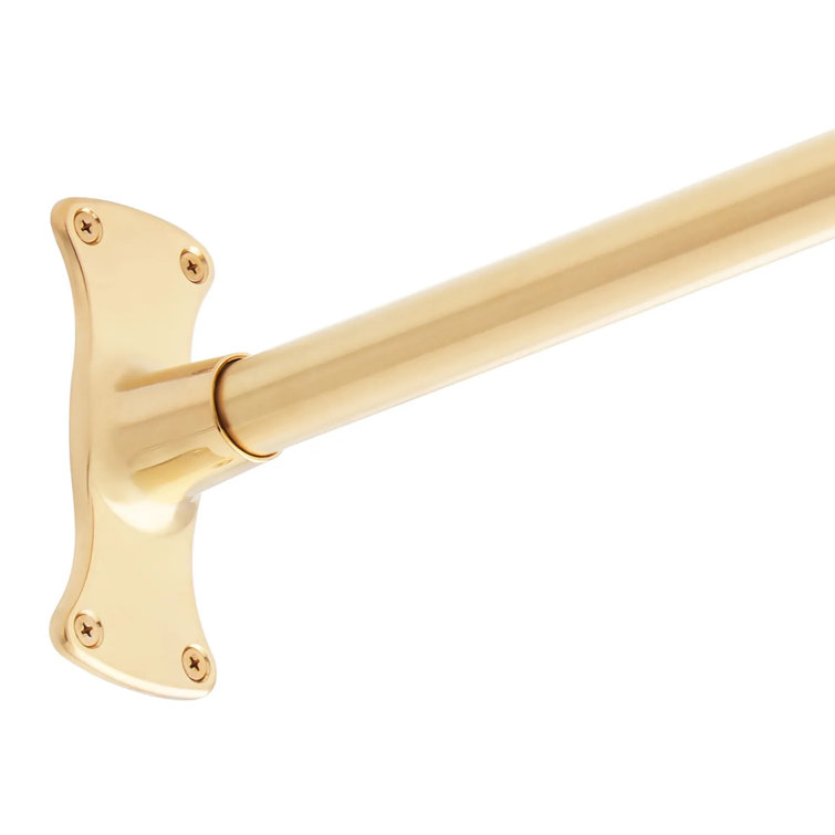 Brushed Gold 66" Brass Straight Wall Mounted Shower Curtain Rod