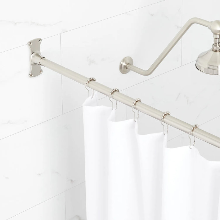 66" Brushed Nickel Brass Straight Wall Mounted Shower Curtain Rod