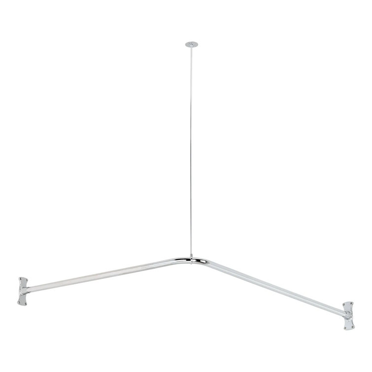 48'' Silver L-Shaped Brass Shower Curtain Rod