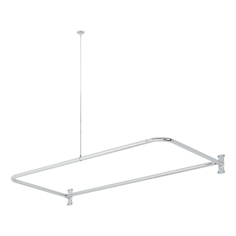 60" Brushed Nickel D-Shaped Wall and Ceiling Mounted Shower Rod