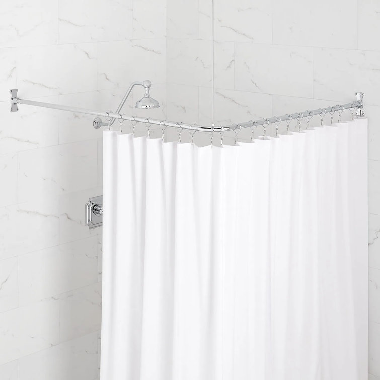48'' Silver L-Shaped Brass Shower Curtain Rod
