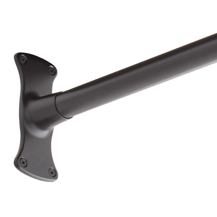 60" Matte Black Brass Straight Wall Mounted Shower Curtain Rod