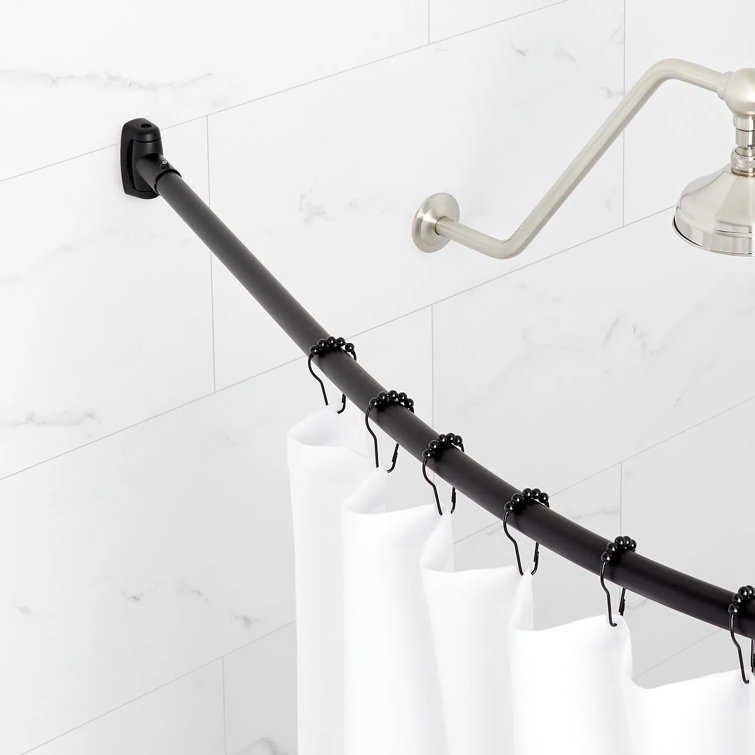 Matte Black Curved Fixed Wall Mounted Shower Curtain Rod