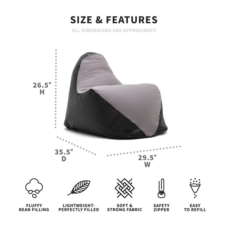 Gray and Black Spandex Gaming Bean Bag Chair