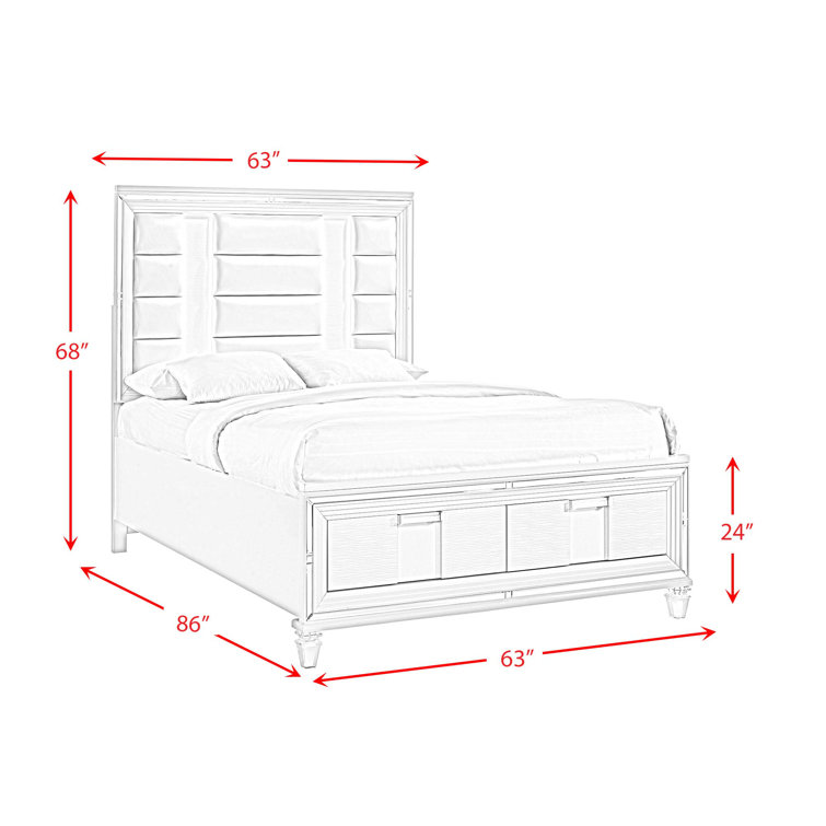 Charlotte White Faux Leather Queen 6-Piece Bedroom Set