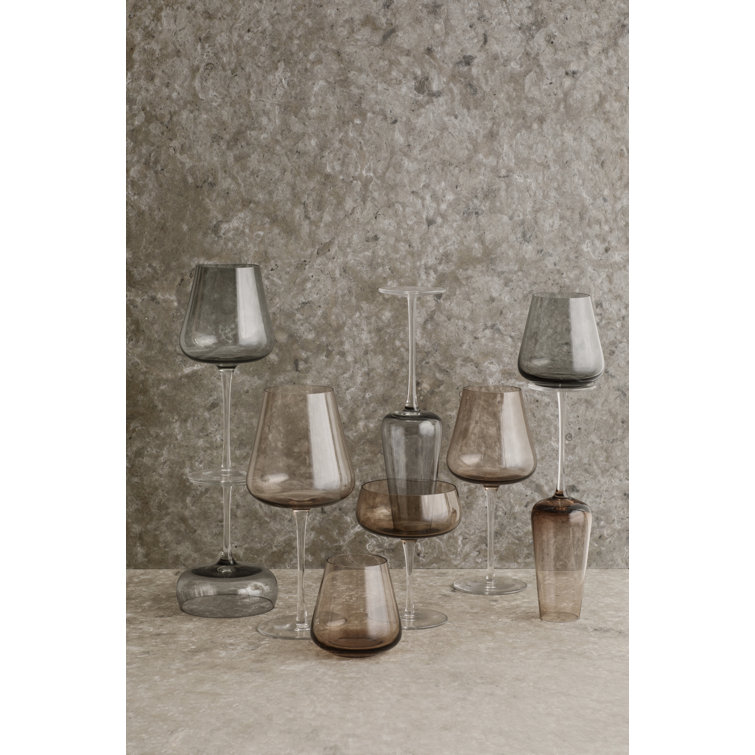 BELO Smoky Grey Hand-Blown Glass Tumblers Set of 4