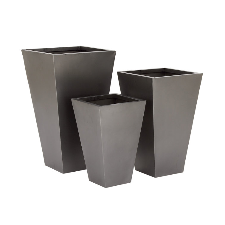 Gray Tall Modern Indoor/Outdoor Planter Set of 3