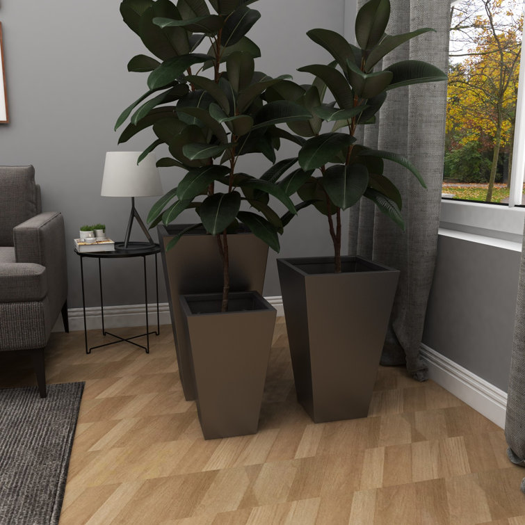 Gray Tall Modern Indoor/Outdoor Planter Set of 3