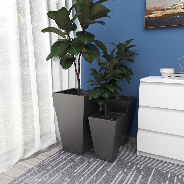Gray Tall Modern Indoor/Outdoor Planter Set of 3