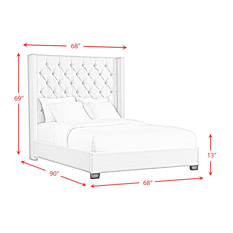 Elegant Queen-Sized Brown Wood Frame Upholstered Bed with Tufted Headboard
