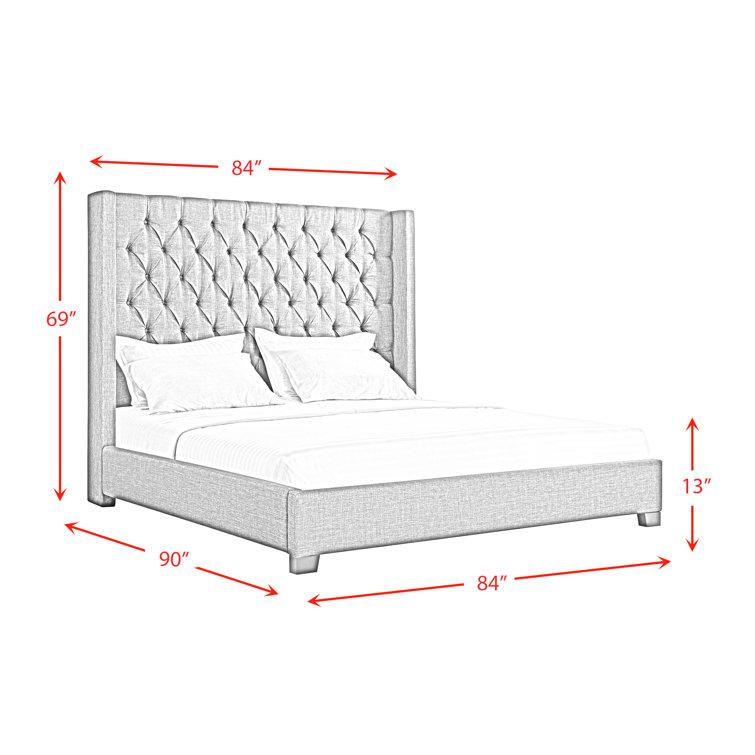 Arden King Beige Tufted Upholstered Wood Frame Bed