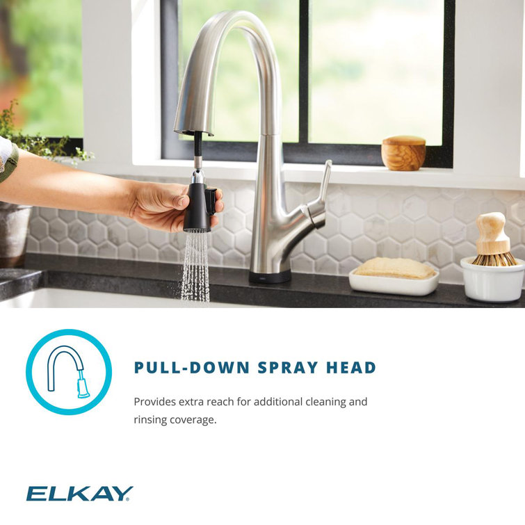 Lustrous Steel Single Handle Pull-Down Kitchen Faucet