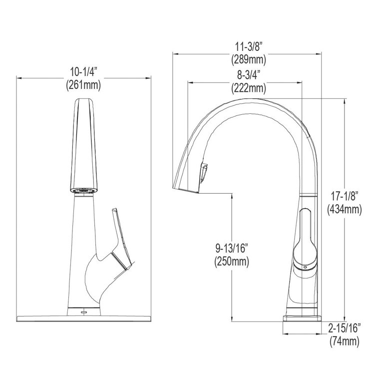 Lustrous Steel Single Handle Pull-Down Kitchen Faucet
