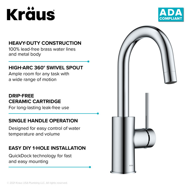 Chrome Single Handle Deck Mounted Bar Faucet