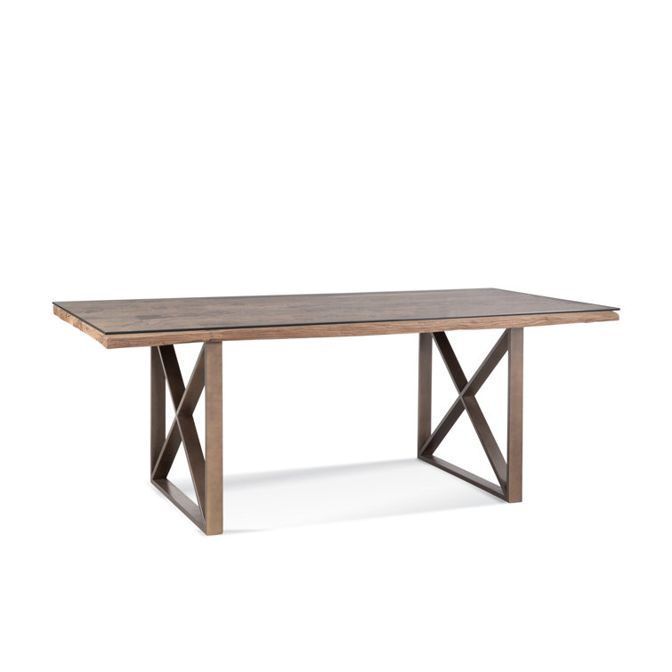 Rustic Reclaimed Wood and Glass Rectangular Dining Table