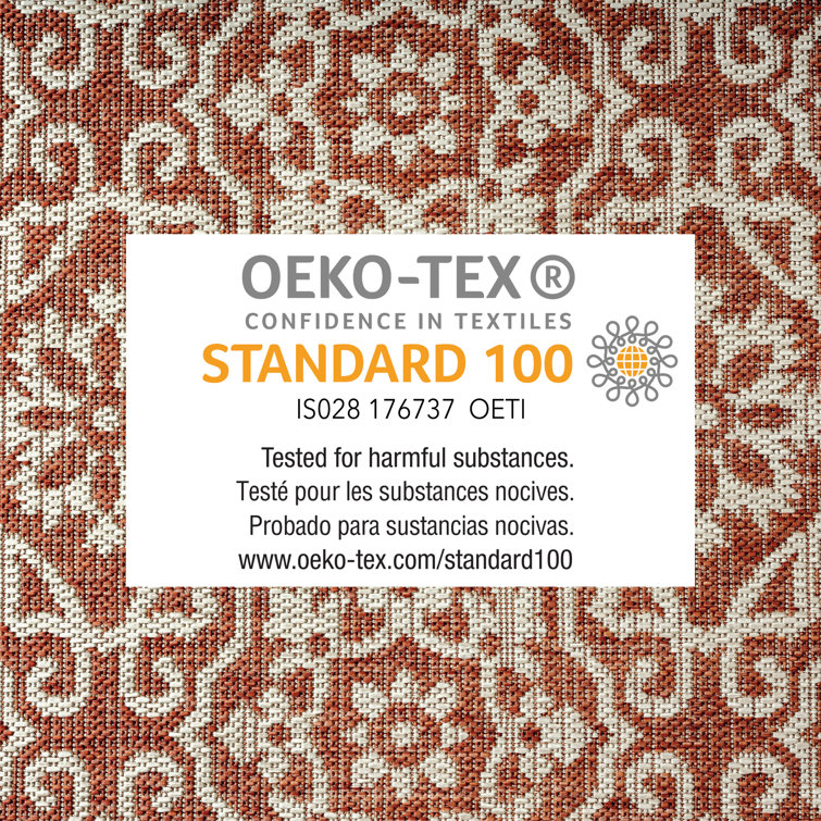 Terracotta Ivory Geometric Medallion Indoor/Outdoor Area Rug 6' x 9'