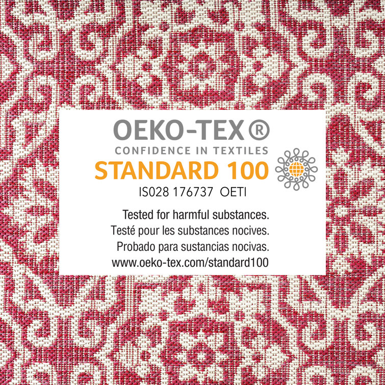 Red and Ivory Geometric Synthetic 8' x 10' Reversible Area Rug