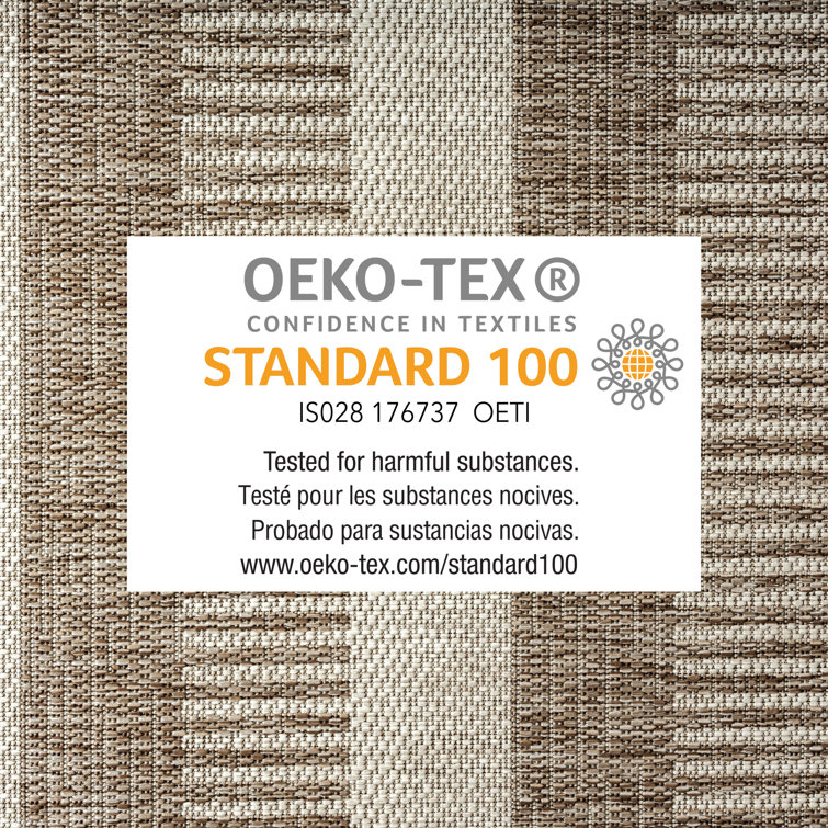 Taupe and Ivory Striped 8' x 10' Synthetic Rug