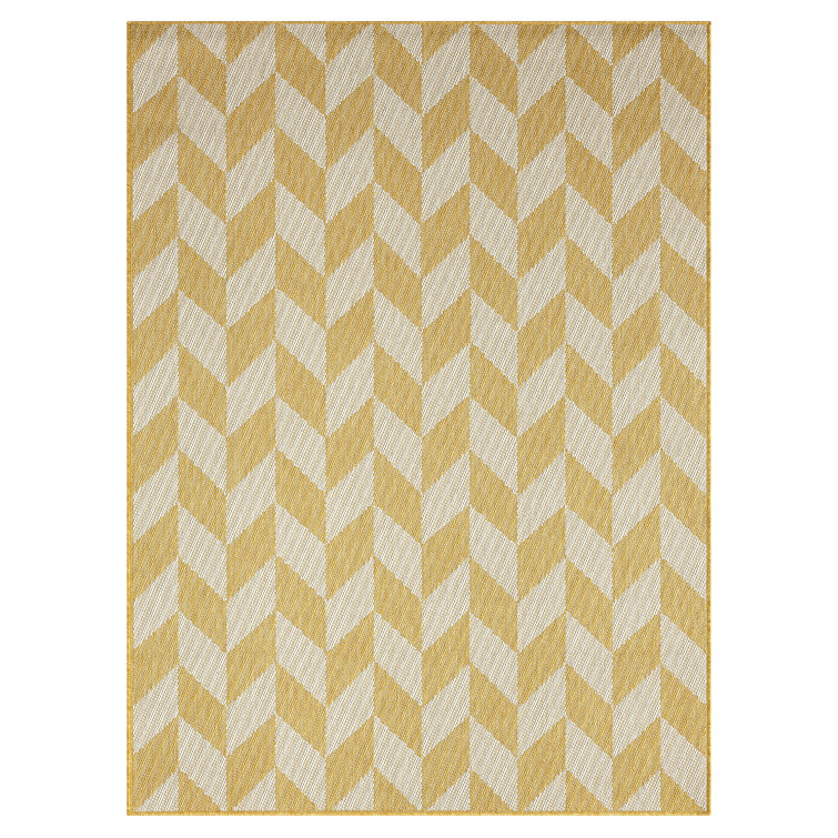 Calla Herringbone 8' x 10' Yellow Geometric Indoor/Outdoor Rug