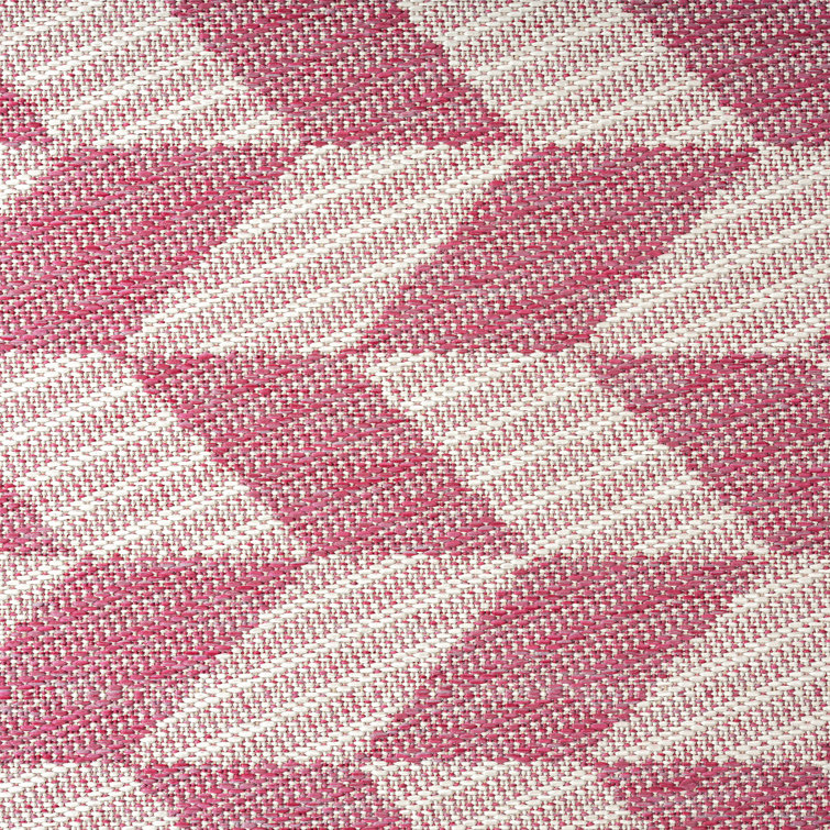 Red and Ivory Geometric 6' x 9' Reversible Indoor/Outdoor Rug