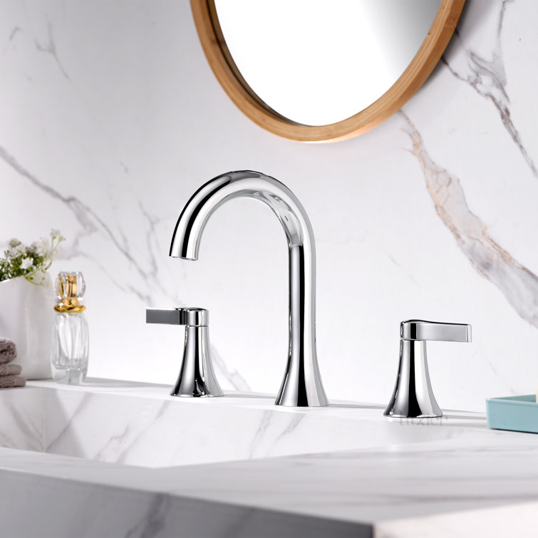 Chrome Widespread 2-Handle Bathroom Faucet with Drain Assembly