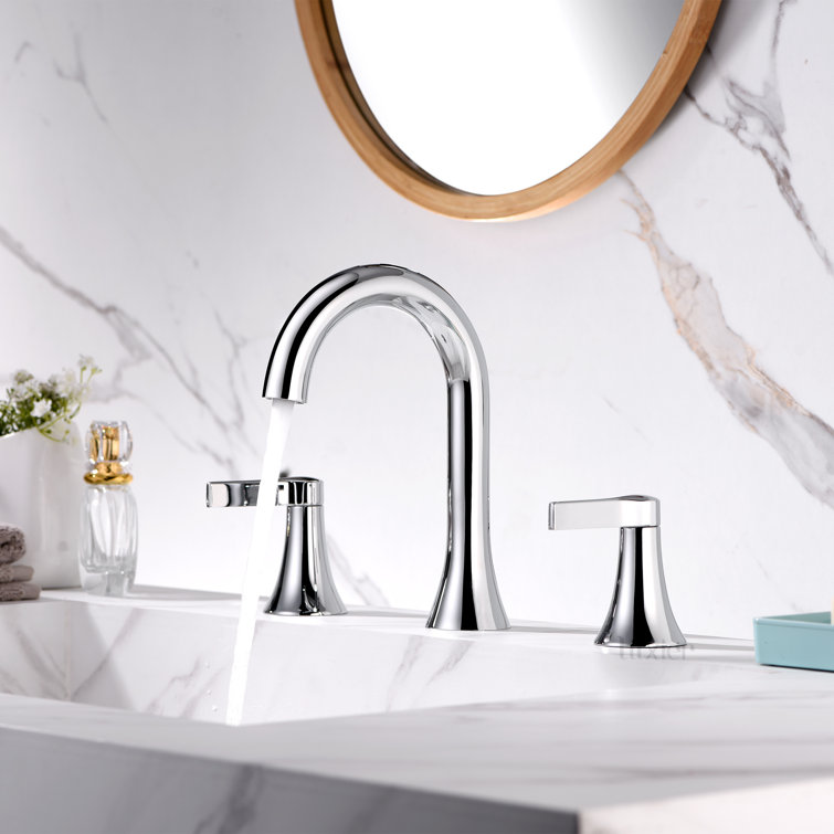 Chrome Widespread 2-Handle Bathroom Faucet with Drain Assembly