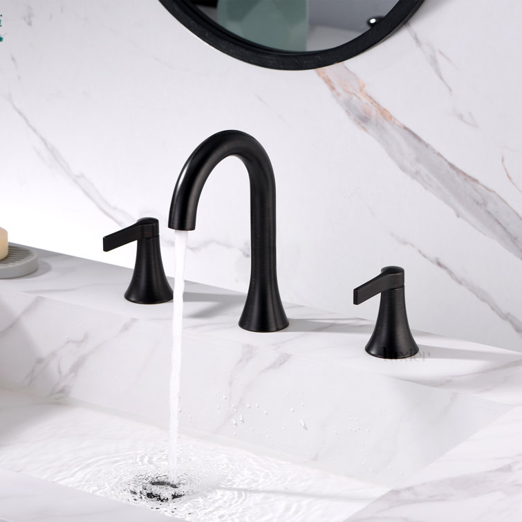 Oil Rubbed Bronze Widespread Bathroom Faucet with Drain Assembly
