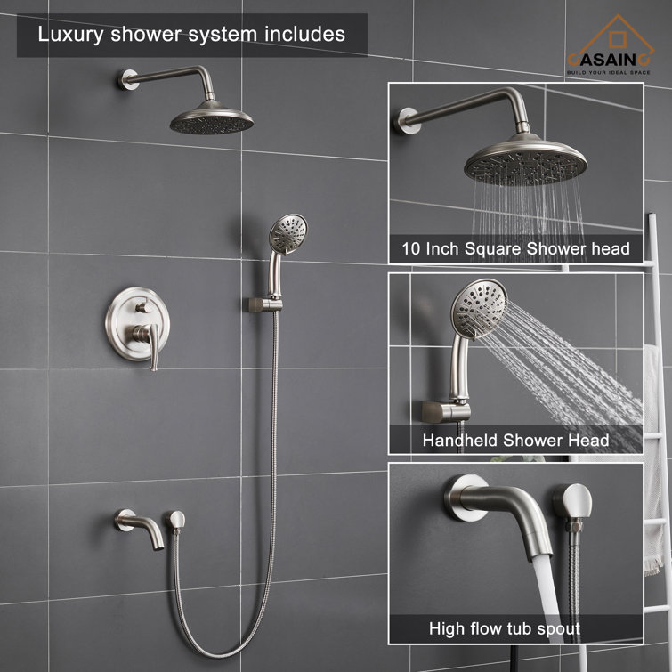 Brushed Nickel Multi-Head Wall Mounted Shower System