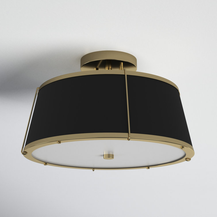 Elegant Clarke Warm Brass 2-Light LED Semi-Flush Drum Light