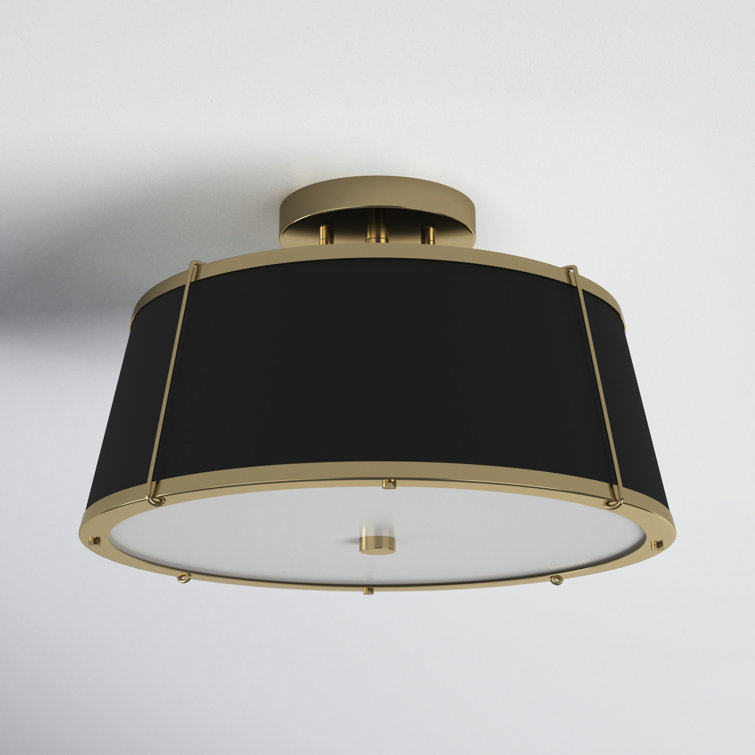 Elegant Clarke Warm Brass 2-Light LED Semi-Flush Drum Light
