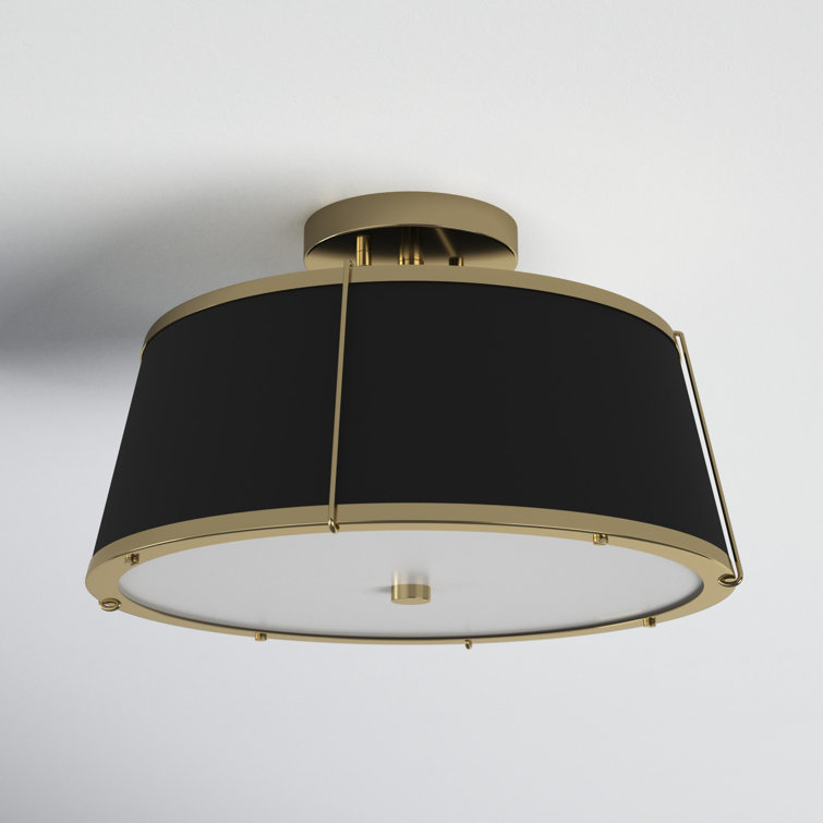 Elegant Clarke Warm Brass 2-Light LED Semi-Flush Drum Light